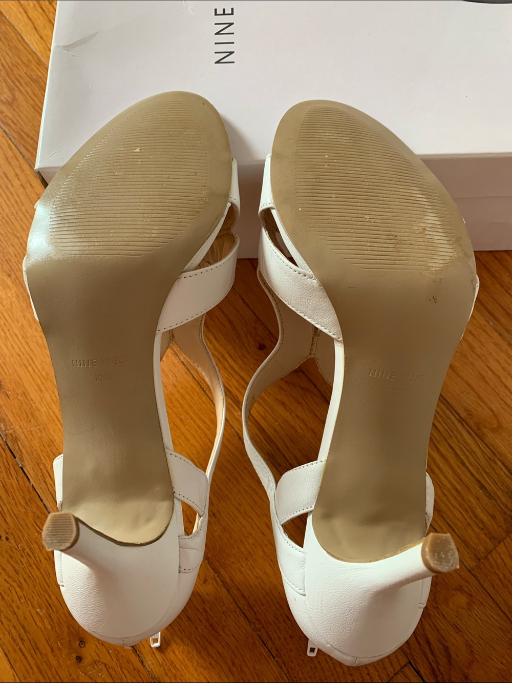 Nine West White Cutout Leather Heels - Picture 7 of 7